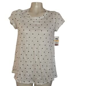 Maison Jules Womens NEW White Polka Dot 100% Linen Metallic T-Shirt S beach‎